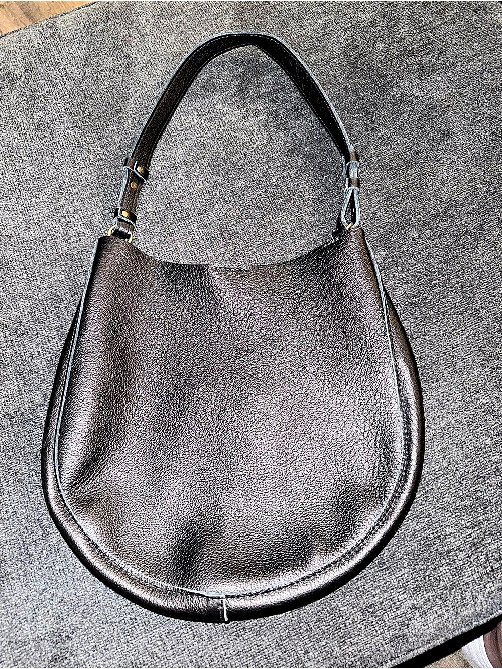 Portland Leather Goods Large Olivia Shoulder Bag Black Leather